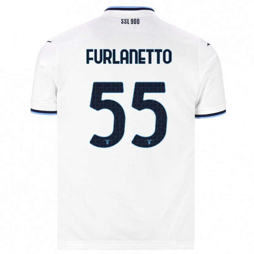 Danxen Barn Alessio Furlanetto #55 Vit Marinblå Bortatröja Matchtröjor 2026/27 Tröjor T-Tröja