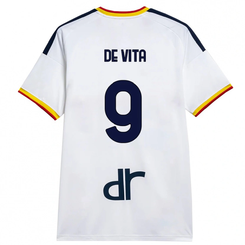 Danxen Barn Mattia De Vita #9 Vit Gul Röd Bortatröja Matchtröjor 2026/27 Tröjor T-Tröja