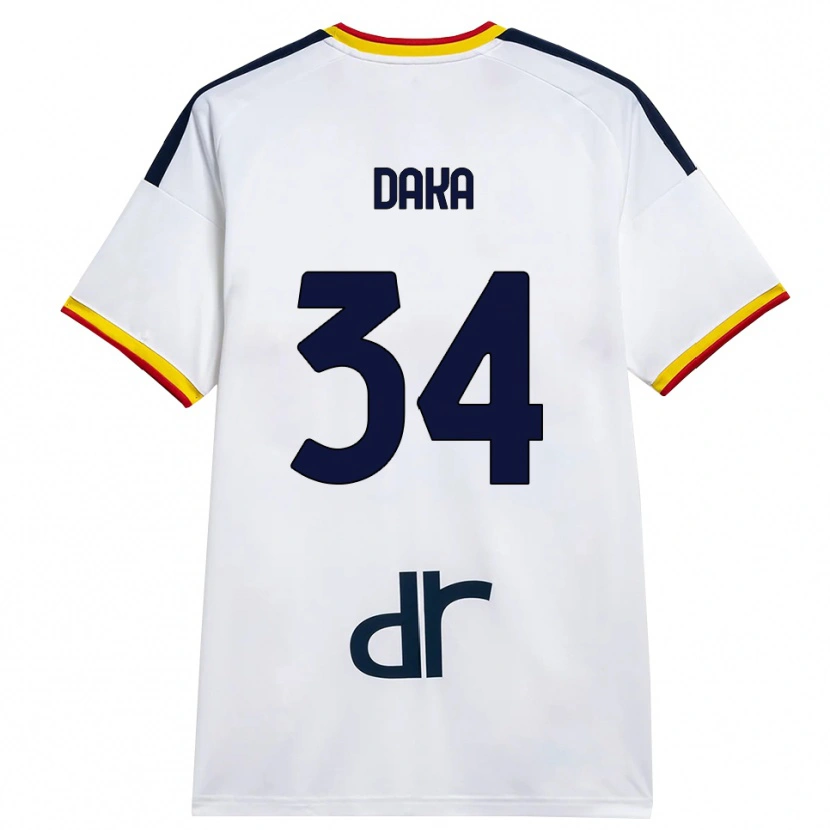Danxen Barn Dario Daka #34 Vit Gul Röd Bortatröja Matchtröjor 2026/27 Tröjor T-Tröja