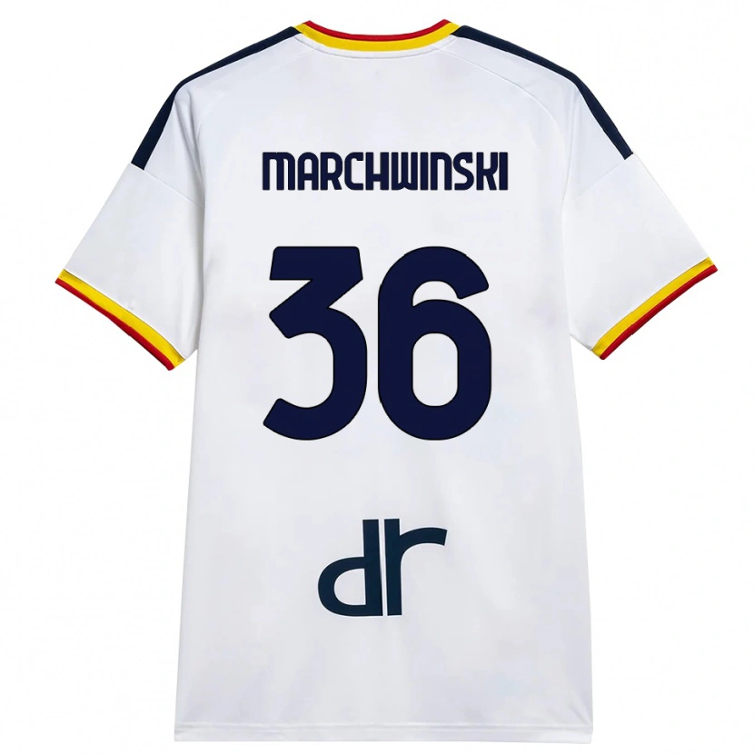 Danxen Barn Filip Marchwinski #36 Vit Gul Röd Bortatröja Matchtröjor 2026/27 Tröjor T-Tröja
