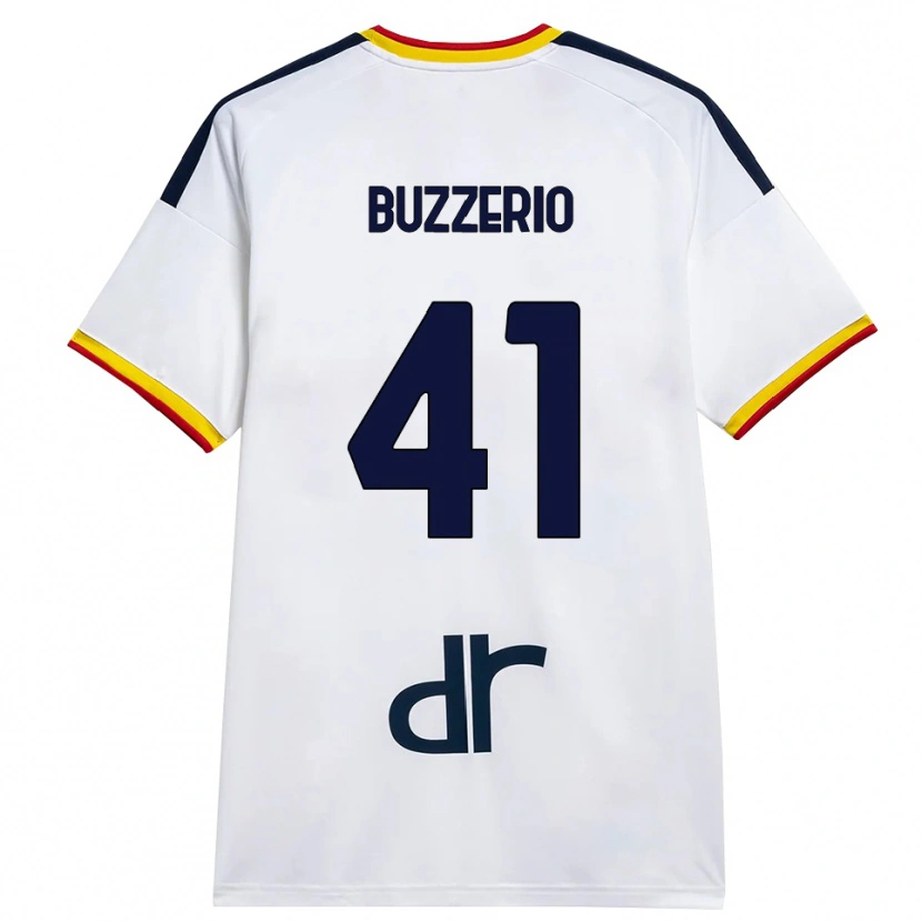 Danxen Barn Mattia Buzzerio #41 Vit Gul Röd Bortatröja Matchtröjor 2026/27 Tröjor T-Tröja