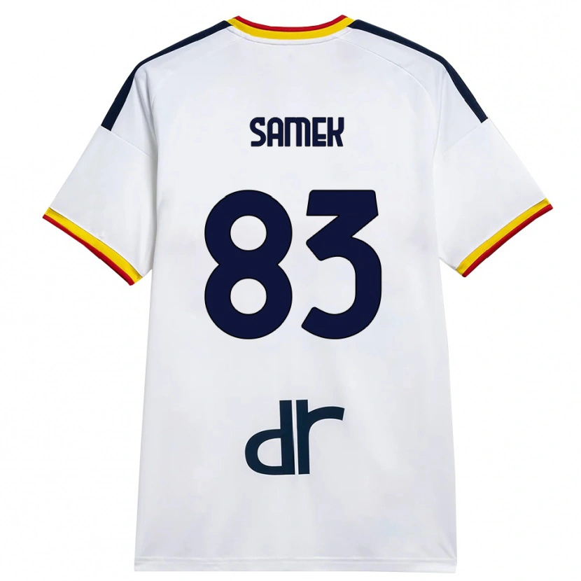 Danxen Barn Daniel Samek #83 Vit Gul Röd Bortatröja Matchtröjor 2026/27 Tröjor T-Tröja