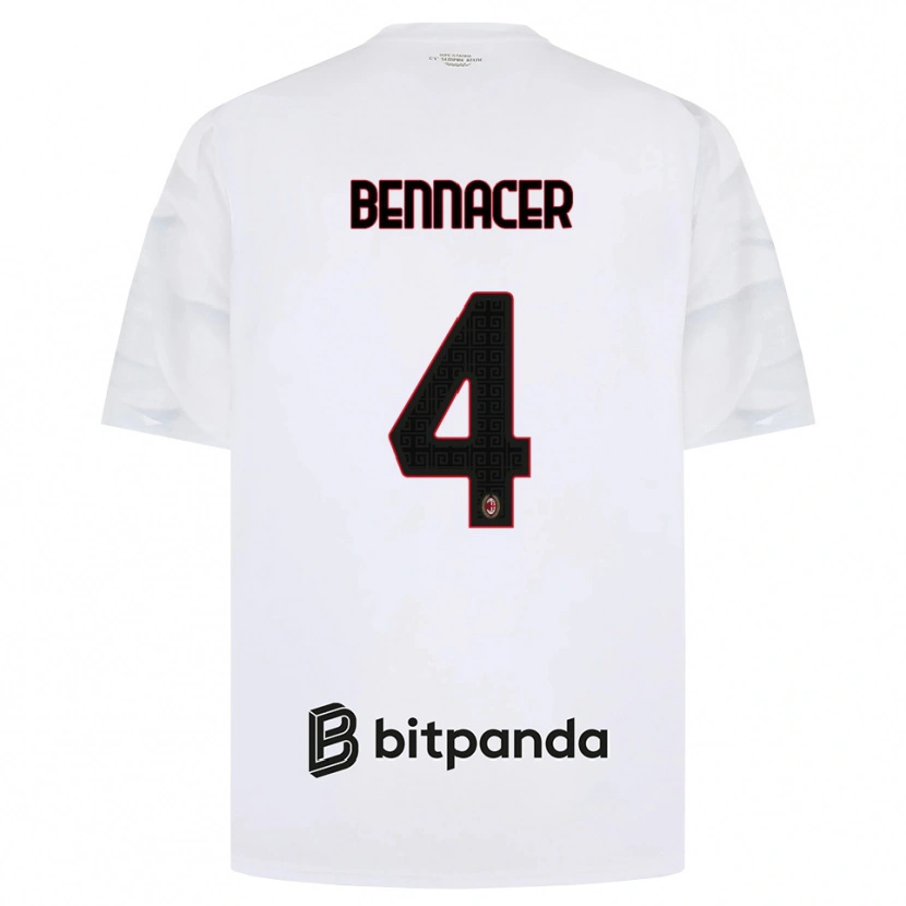 Danxen Barn Ismael Bennacer #4 Vit Röd Svart Bortatröja Matchtröjor 2026/27 Tröjor T-Tröja