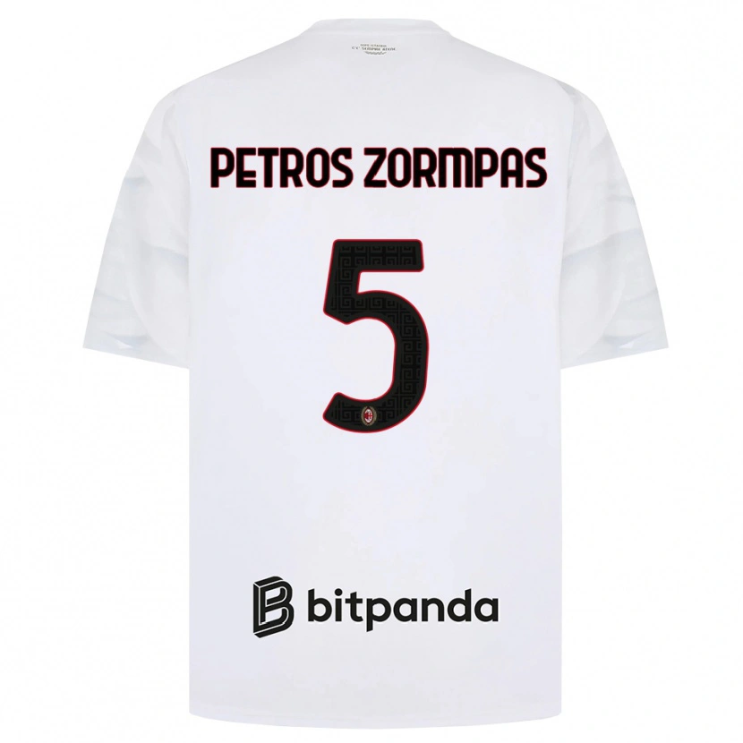 Danxen Barn Spyridon Petros Zorbas #5 Vit Röd Svart Bortatröja Matchtröjor 2026/27 Tröjor T-Tröja