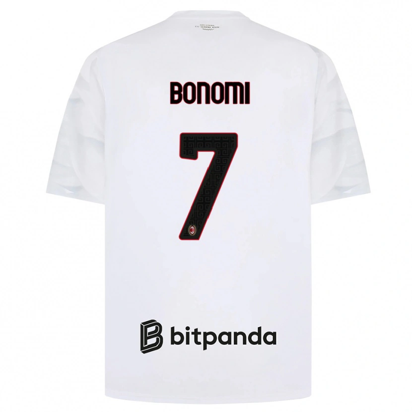 Danxen Barn Alessandro Bonomi #7 Vit Röd Svart Bortatröja Matchtröjor 2026/27 Tröjor T-Tröja