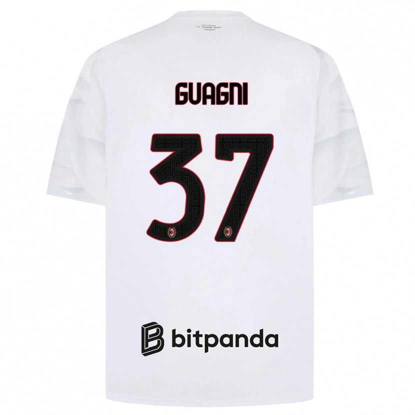 Danxen Barn Alia Guagni #37 Vit Röd Svart Bortatröja Matchtröjor 2026/27 Tröjor T-Tröja