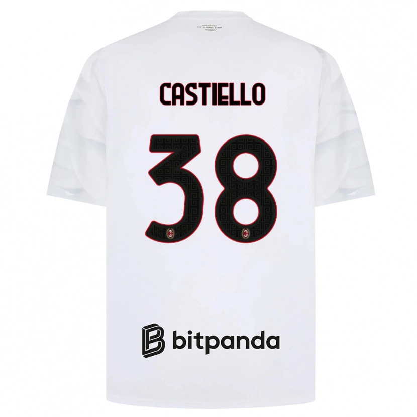 Danxen Barn Alex Castiello #38 Vit Röd Svart Bortatröja Matchtröjor 2026/27 Tröjor T-Tröja