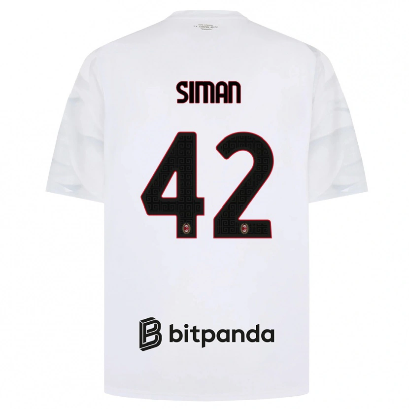 Danxen Barn Alexandru Șiman #42 Vit Röd Svart Bortatröja Matchtröjor 2026/27 Tröjor T-Tröja