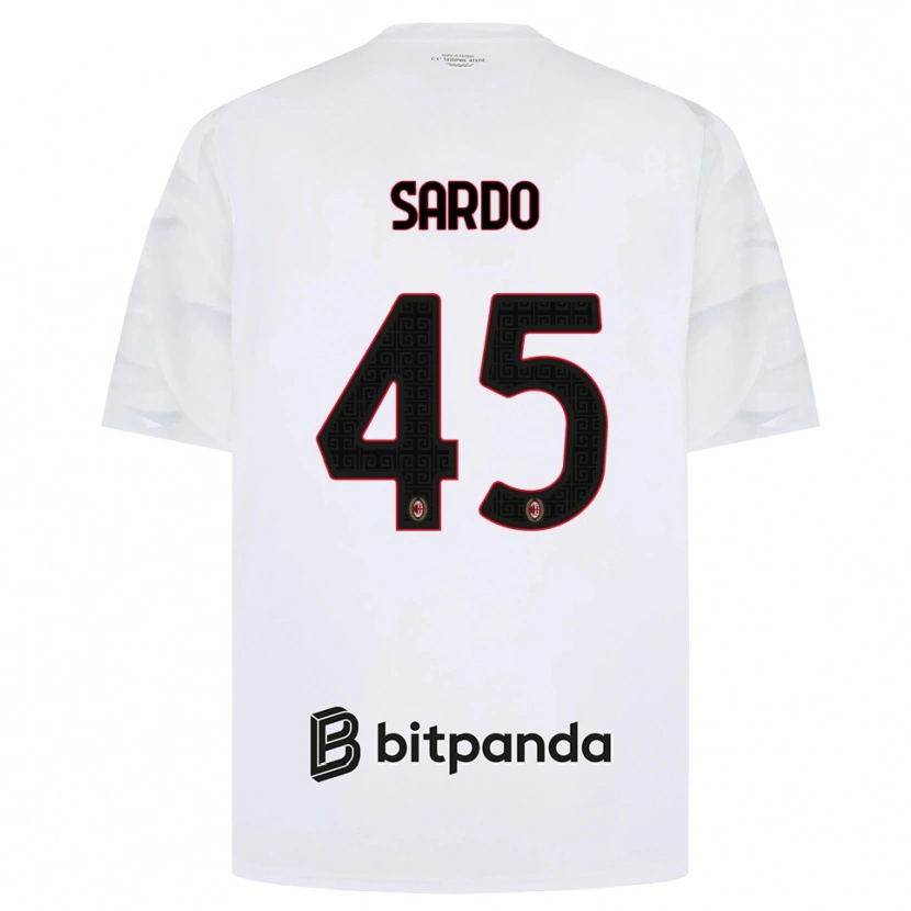 Danxen Barn Jacopo Sardo #45 Vit Röd Svart Bortatröja Matchtröjor 2026/27 Tröjor T-Tröja