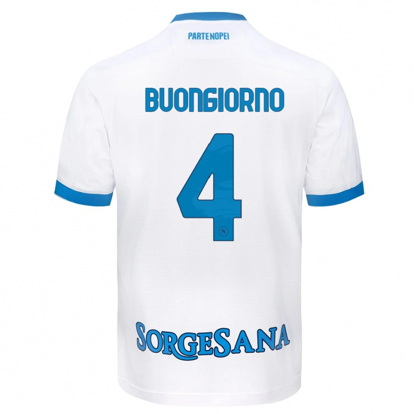 Danxen Barn Alessandro Buongiorno #4 Vit Himmelblå Bortatröja Matchtröjor 2026/27 Tröjor T-Tröja