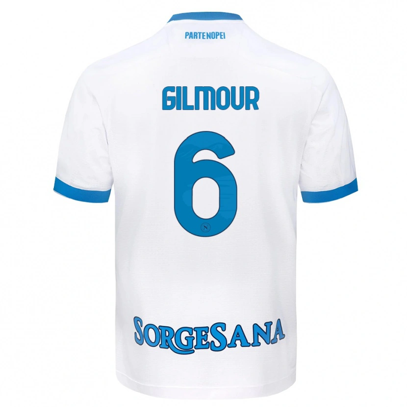 Danxen Barn Billy Gilmour #6 Vit Himmelblå Bortatröja Matchtröjor 2026/27 Tröjor T-Tröja