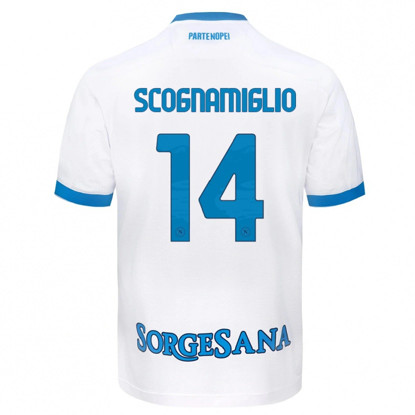 Danxen Barn Fabio Scognamiglio #14 Vit Himmelblå Bortatröja Matchtröjor 2026/27 Tröjor T-Tröja