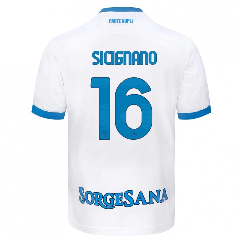 Danxen Barn Luigi Sicignano #16 Vit Himmelblå Bortatröja Matchtröjor 2026/27 Tröjor T-Tröja
