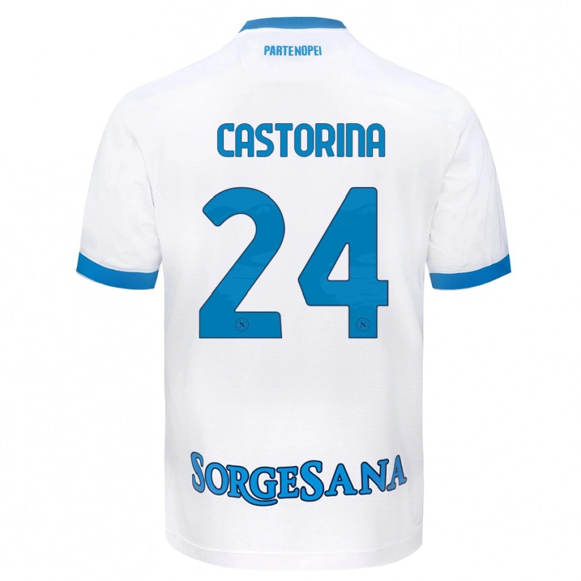 Danxen Barn Alessandro Castorina #24 Vit Himmelblå Bortatröja Matchtröjor 2026/27 Tröjor T-Tröja