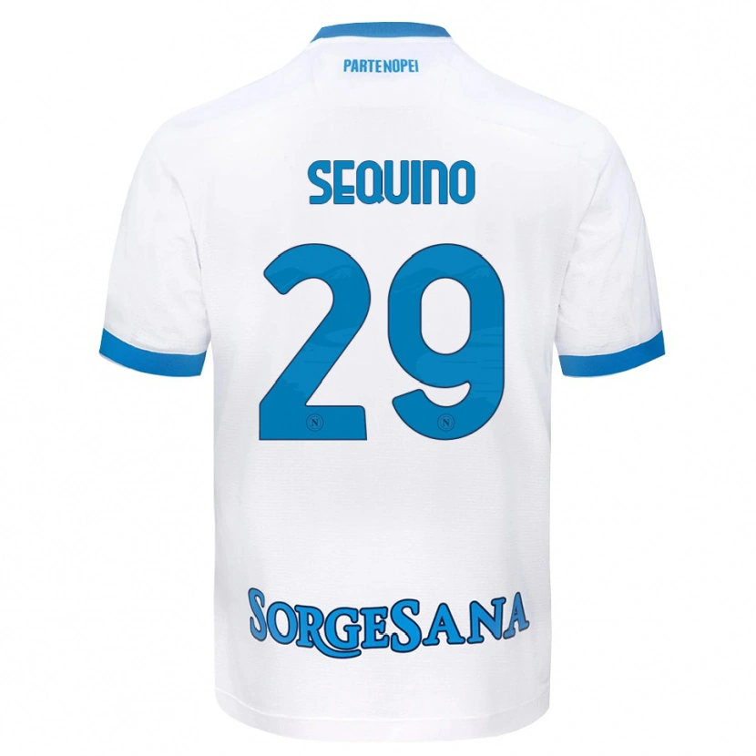 Danxen Barn Giovanni Sequino #29 Vit Himmelblå Bortatröja Matchtröjor 2026/27 Tröjor T-Tröja
