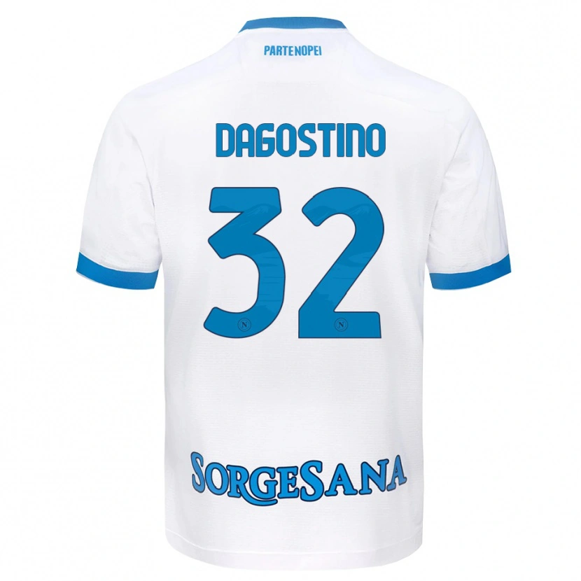 Danxen Barn Giuseppe Dagostino #32 Vit Himmelblå Bortatröja Matchtröjor 2026/27 Tröjor T-Tröja