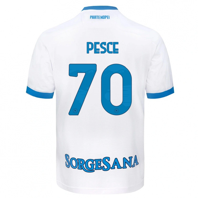 Danxen Barn Antonio Pesce #70 Vit Himmelblå Bortatröja Matchtröjor 2026/27 Tröjor T-Tröja