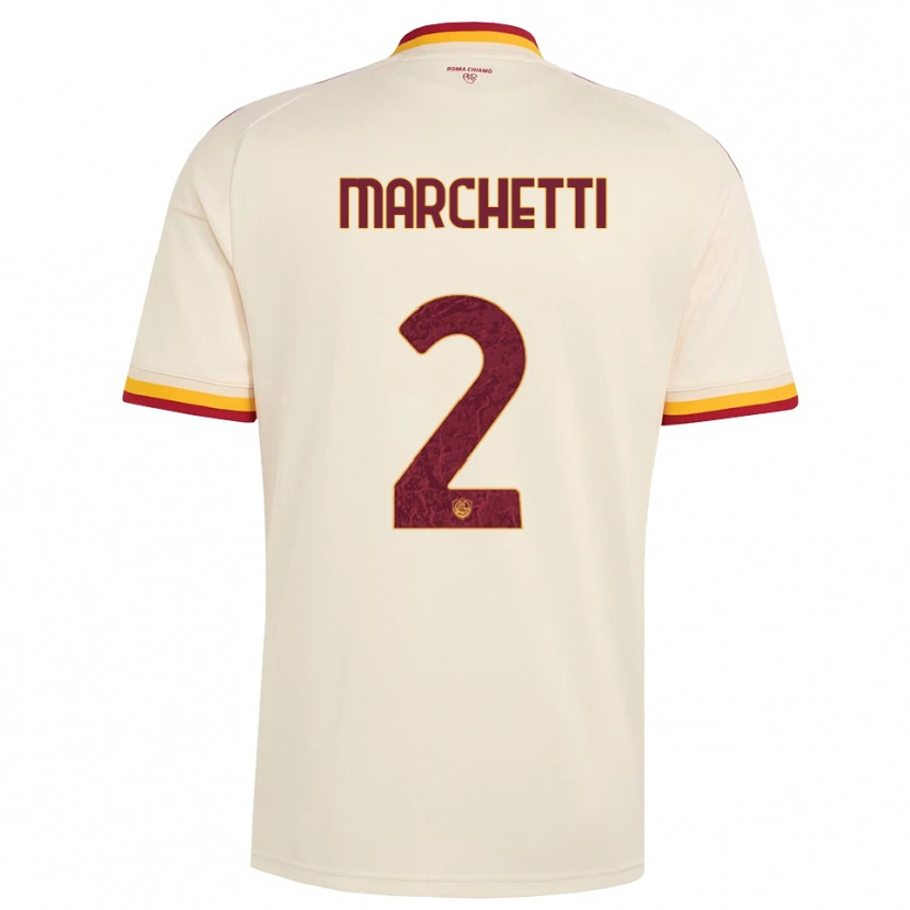 Danxen Barn Tommaso Marchetti #2 Champagne Röd Gul Bortatröja Matchtröjor 2026/27 Tröjor T-Tröja
