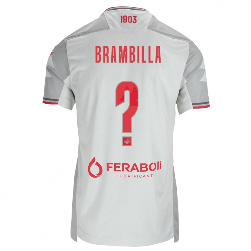 Danxen Barn Alessio Brambilla #0 Grå Vit Röd Bortatröja Matchtröjor 2026/27 Tröjor T-Tröja