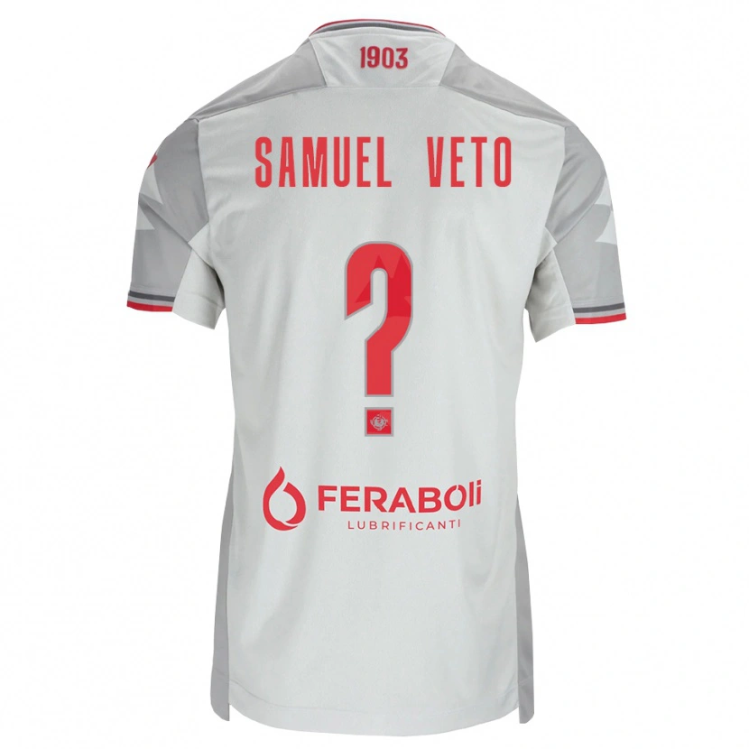 Danxen Barn Djoloelie Samuel Veto #0 Grå Vit Röd Bortatröja Matchtröjor 2026/27 Tröjor T-Tröja