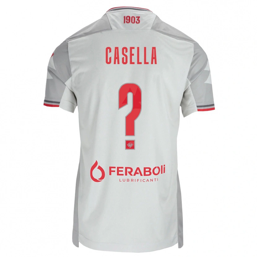 Danxen Barn Mattia Casella #0 Grå Vit Röd Bortatröja Matchtröjor 2026/27 Tröjor T-Tröja