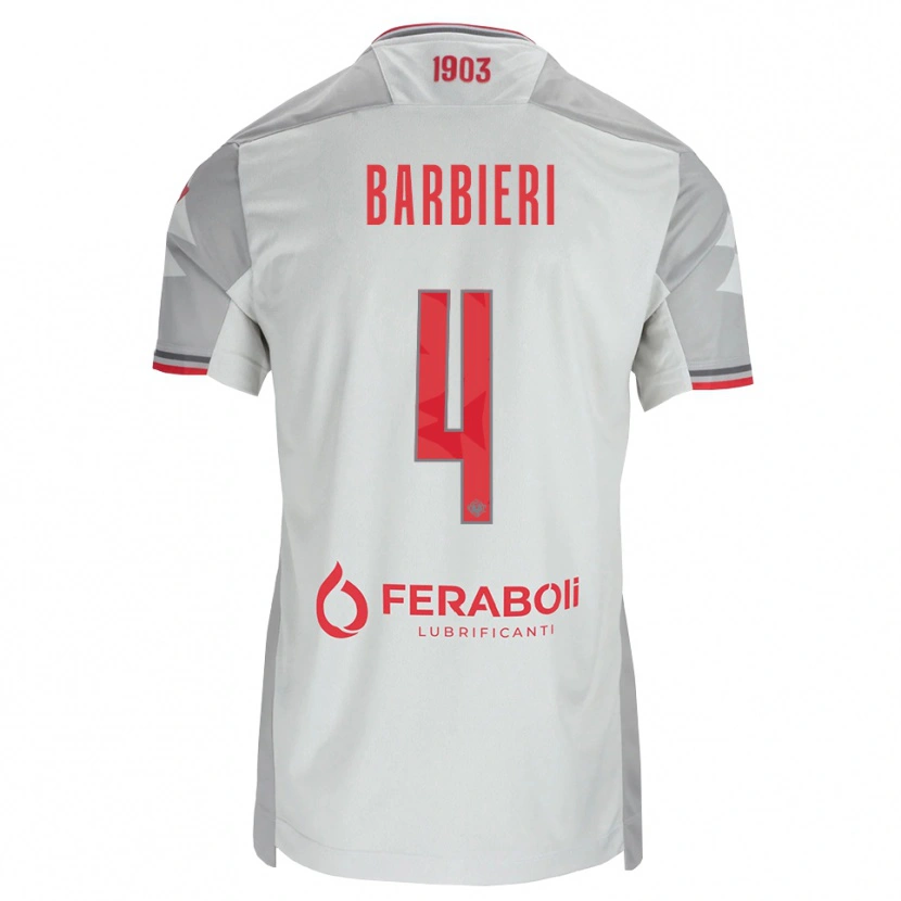 Danxen Barn Tommaso Barbieri #4 Grå Vit Röd Bortatröja Matchtröjor 2026/27 Tröjor T-Tröja