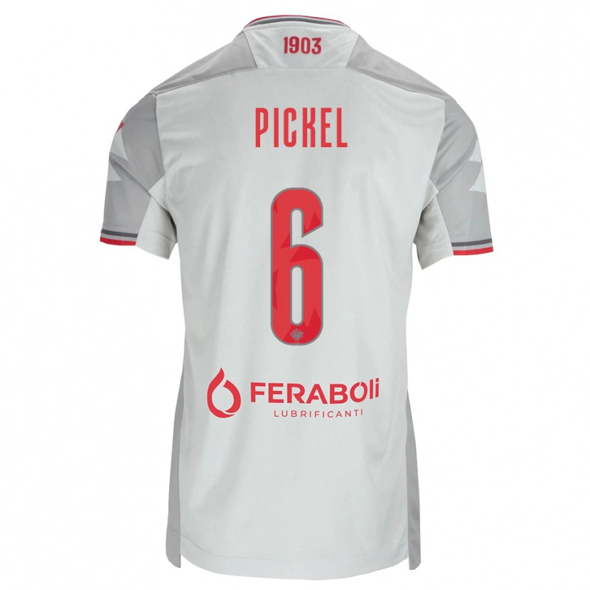 Danxen Barn Charles Pickel #6 Grå Vit Röd Bortatröja Matchtröjor 2026/27 Tröjor T-Tröja