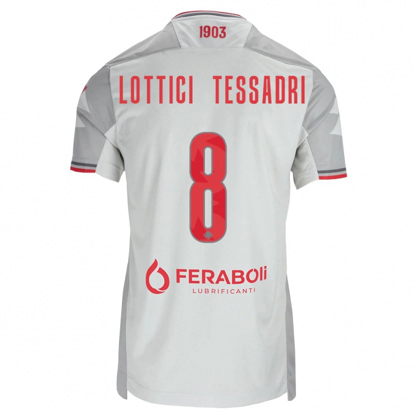 Danxen Barn Simone Lottici Tessadri #8 Grå Vit Röd Bortatröja Matchtröjor 2026/27 Tröjor T-Tröja