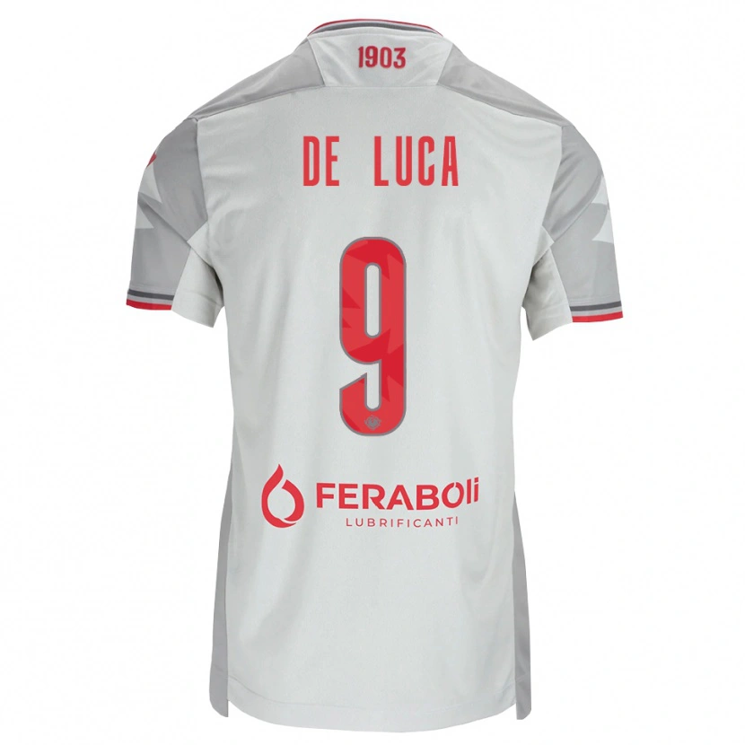Danxen Barn Manuel De Luca #9 Grå Vit Röd Bortatröja Matchtröjor 2026/27 Tröjor T-Tröja