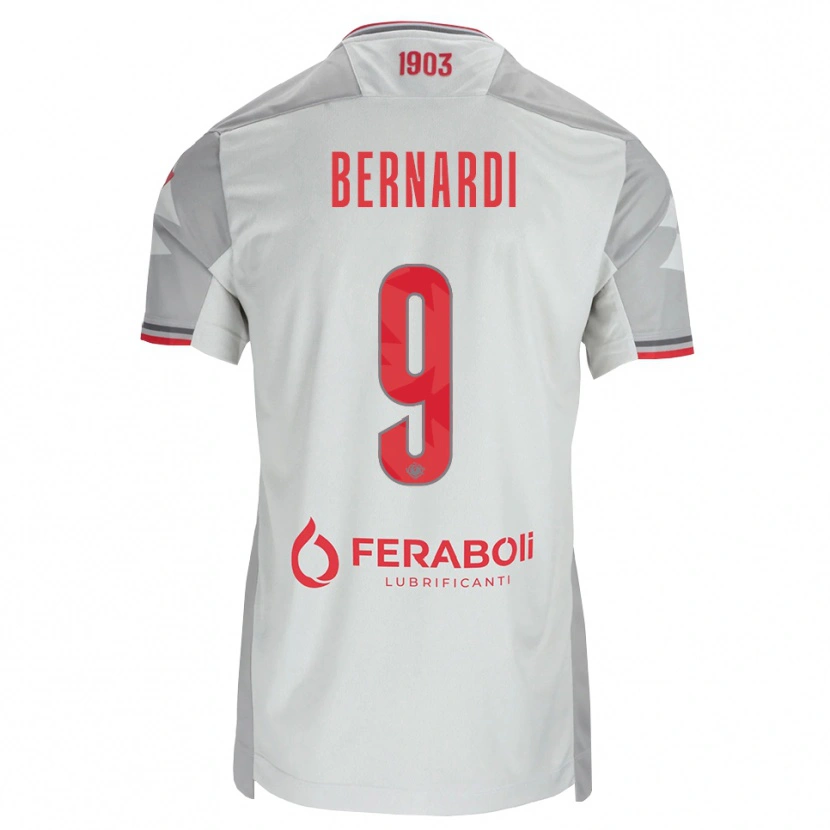Danxen Barn Andrea Bernardi #9 Grå Vit Röd Bortatröja Matchtröjor 2026/27 Tröjor T-Tröja
