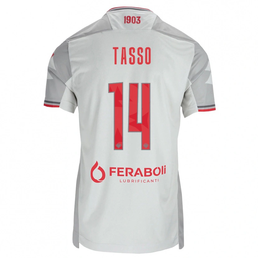 Danxen Barn Achille Tasso #14 Grå Vit Röd Bortatröja Matchtröjor 2026/27 Tröjor T-Tröja