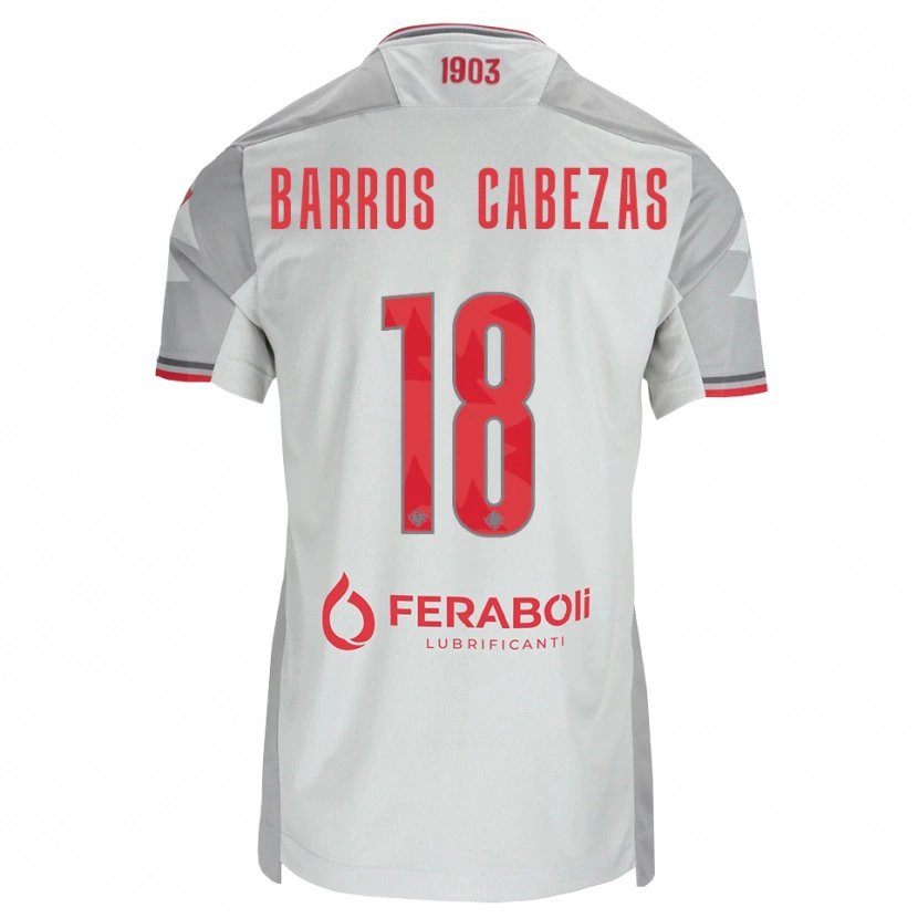 Danxen Barn Ronie Barros Cabezas #18 Grå Vit Röd Bortatröja Matchtröjor 2026/27 Tröjor T-Tröja