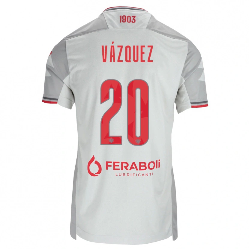 Danxen Barn Franco Vázquez #20 Grå Vit Röd Bortatröja Matchtröjor 2026/27 Tröjor T-Tröja