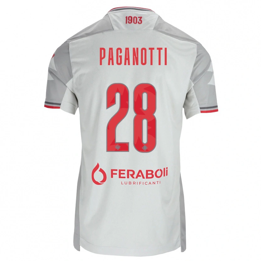 Danxen Barn Michele Paganotti #28 Grå Vit Röd Bortatröja Matchtröjor 2026/27 Tröjor T-Tröja