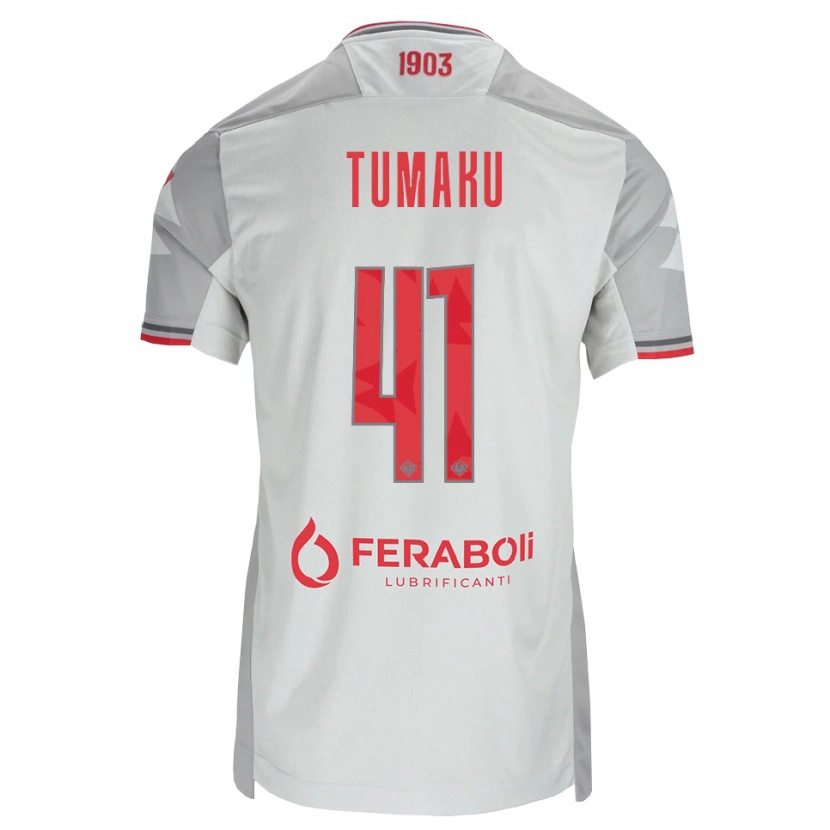 Danxen Barn Niccolò Tumaku #41 Grå Vit Röd Bortatröja Matchtröjor 2026/27 Tröjor T-Tröja