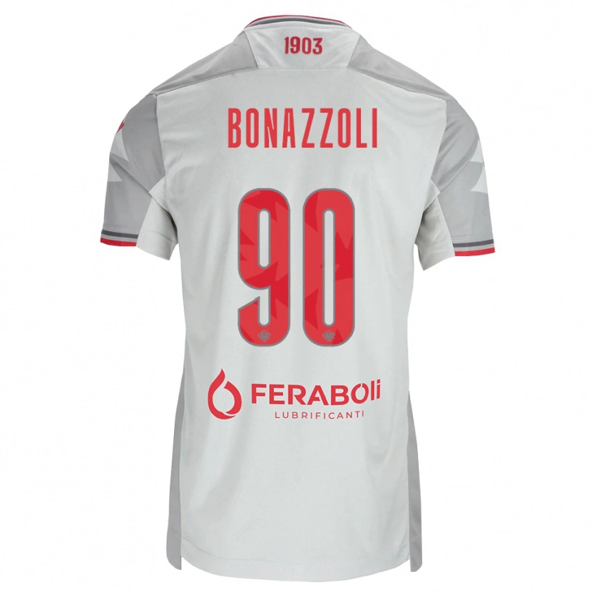 Danxen Barn Federico Bonazzoli #90 Grå Vit Röd Bortatröja Matchtröjor 2026/27 Tröjor T-Tröja