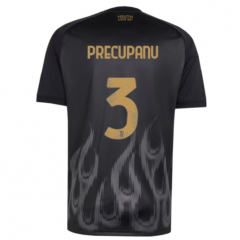 Danxen Barn Stefano Precupanu #3 Svart Brun Tredjesatsen Matchtröjor 2026/27 Tröjor T-Tröja