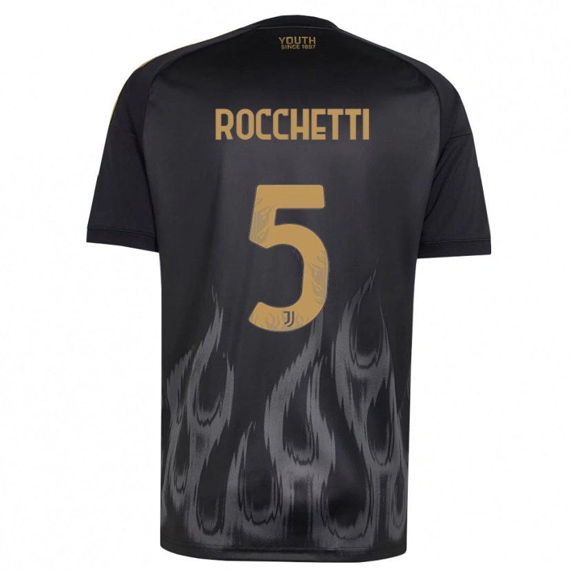Danxen Barn Edoardo Rocchetti #5 Svart Brun Tredjesatsen Matchtröjor 2026/27 Tröjor T-Tröja
