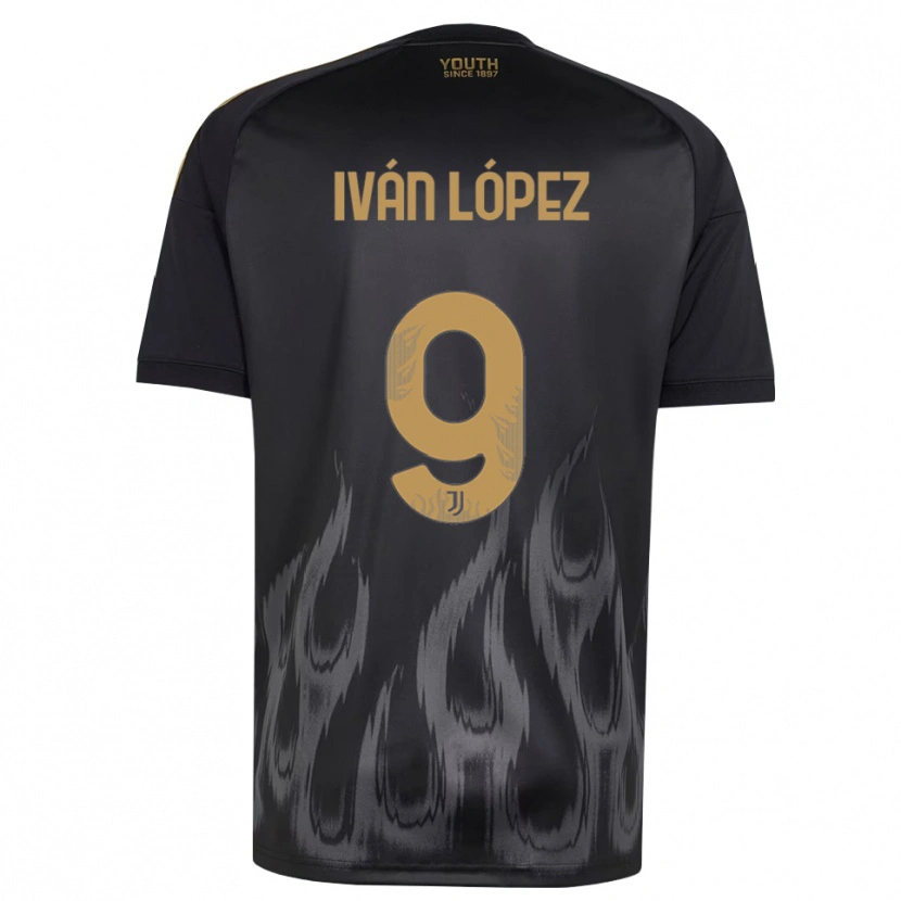 Danxen Barn Iván López #9 Svart Brun Tredjesatsen Matchtröjor 2026/27 Tröjor T-Tröja