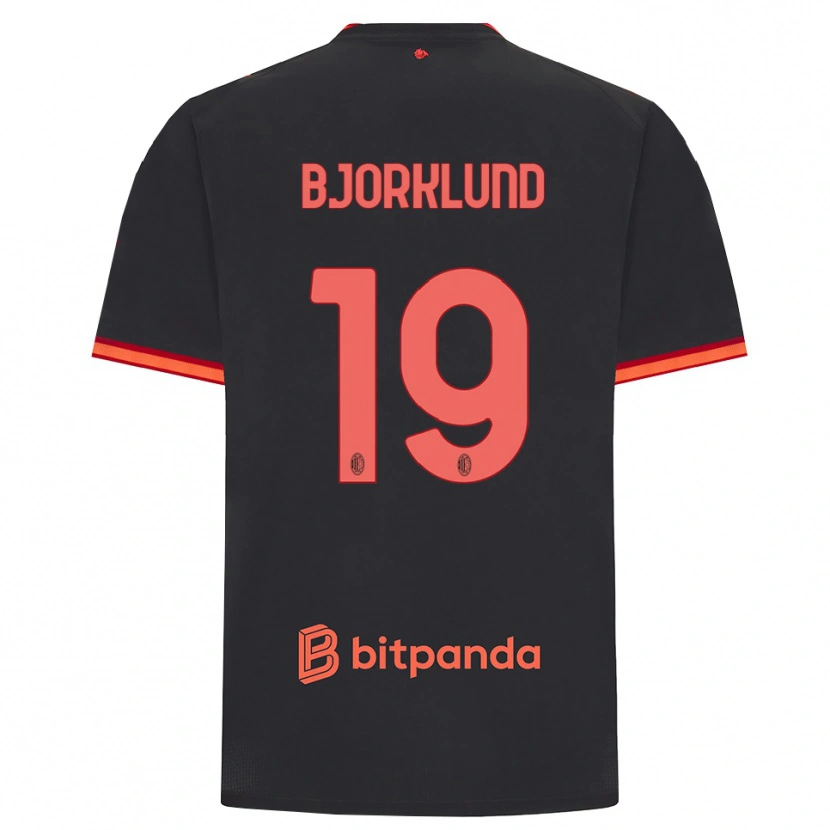 Danxen Barn Lukas Bjorklund #19 Svart Röd Tredjesatsen Matchtröjor 2026/27 Tröjor T-Tröja