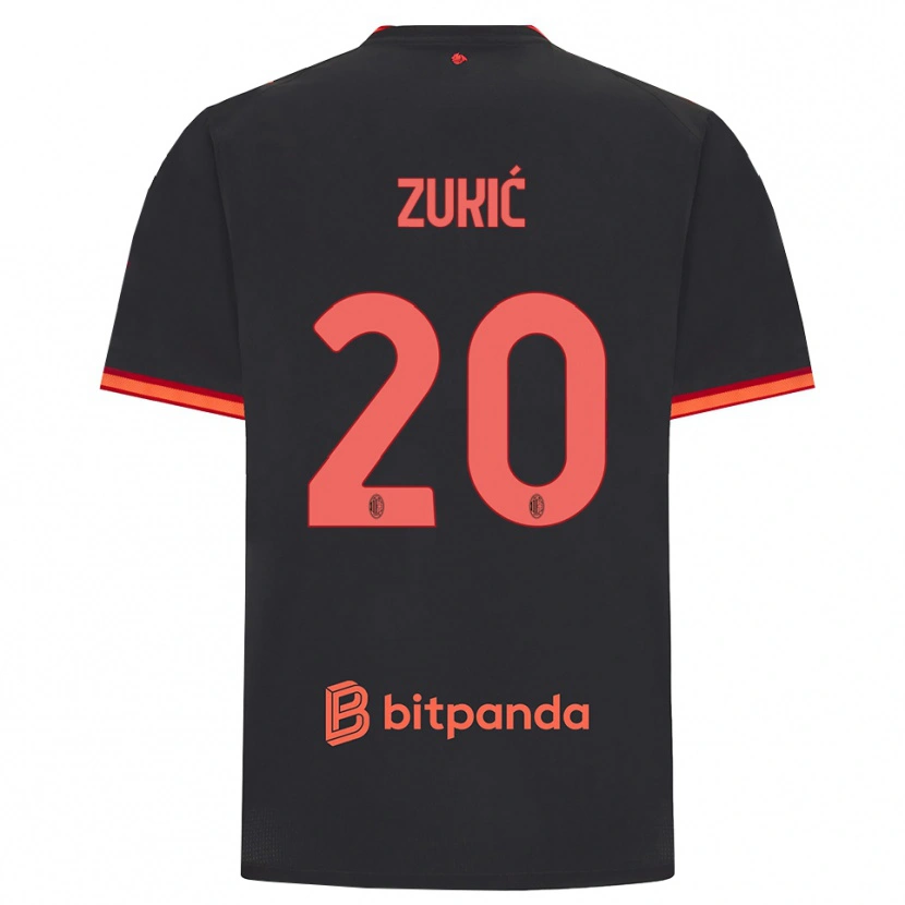 Danxen Barn Damir Zukic #20 Svart Röd Tredjesatsen Matchtröjor 2026/27 Tröjor T-Tröja