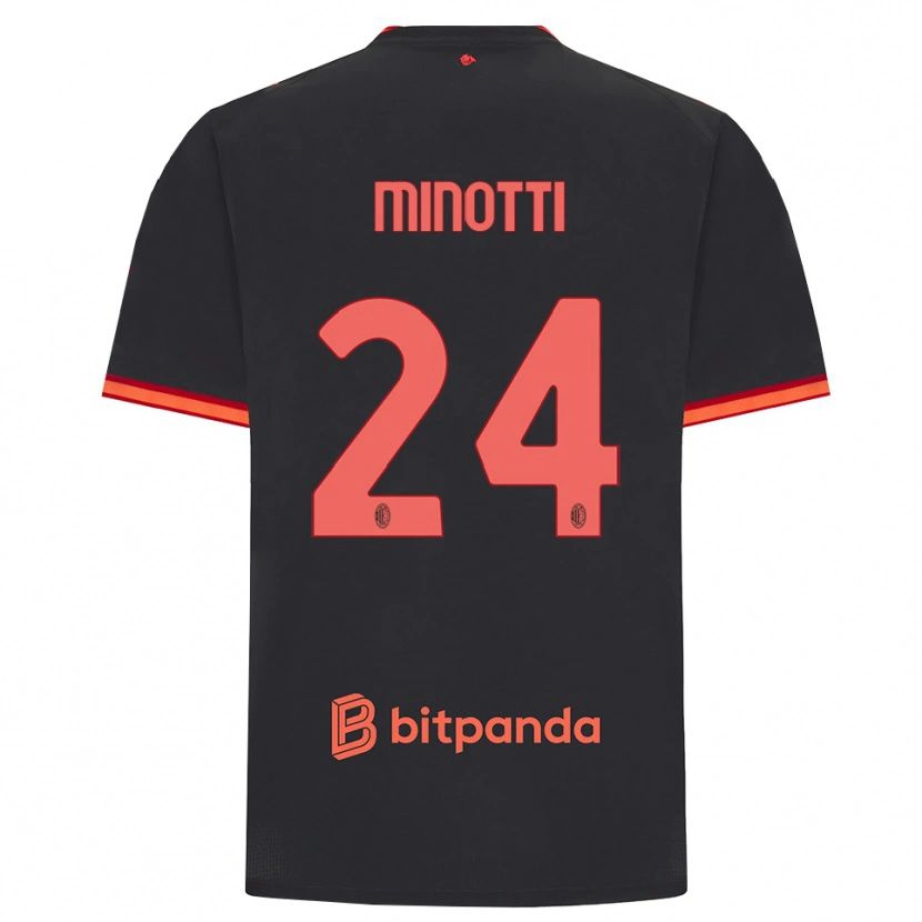 Danxen Barn Gabriele Minotti #24 Svart Röd Tredjesatsen Matchtröjor 2026/27 Tröjor T-Tröja