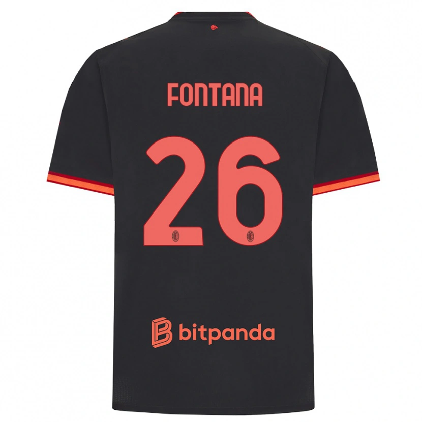 Danxen Barn Francesco Fontana #26 Svart Röd Tredjesatsen Matchtröjor 2026/27 Tröjor T-Tröja