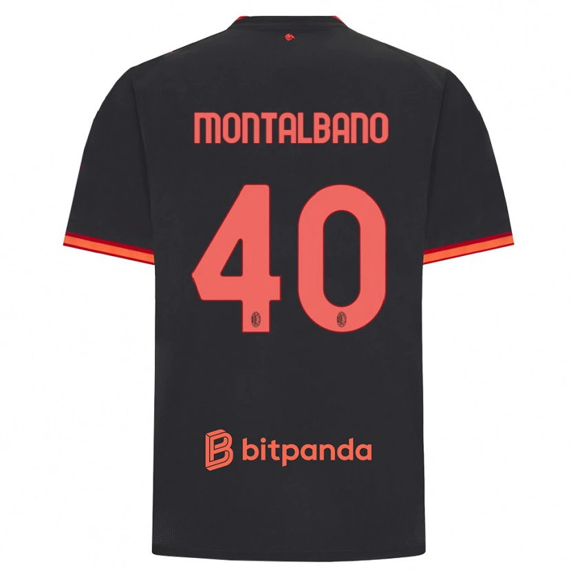 Danxen Barn Nicolo Montalbano #40 Svart Röd Tredjesatsen Matchtröjor 2026/27 Tröjor T-Tröja