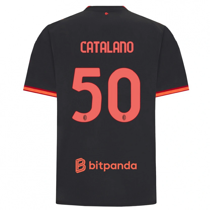 Danxen Barn Alessio Catalano #50 Svart Röd Tredjesatsen Matchtröjor 2026/27 Tröjor T-Tröja