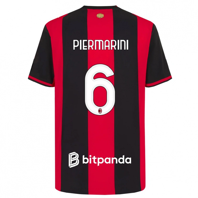 Danxen Män Mattia Piermarini #6 Röd Svart Vit Hemmatröja Matchtröjor 2026/27 Tröjor T-Tröja