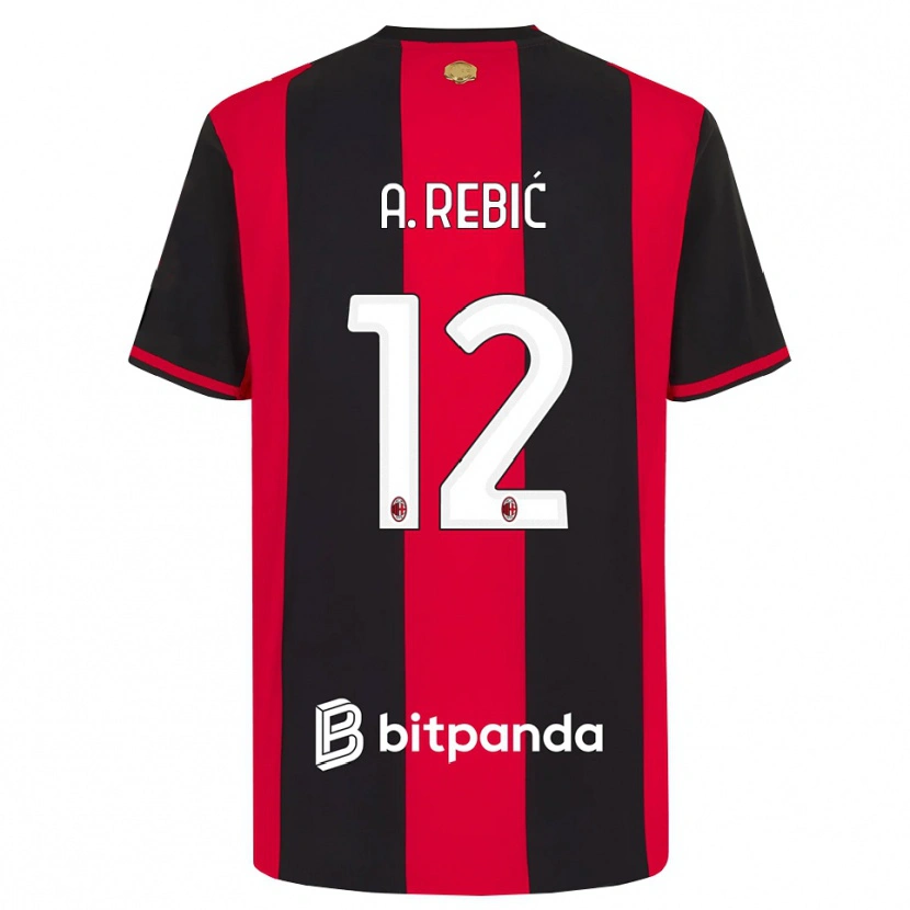 Danxen Män Ante Rebic #12 Röd Svart Vit Hemmatröja Matchtröjor 2026/27 Tröjor T-Tröja