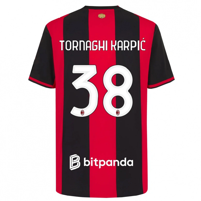 Danxen Män Lavinia Tornaghi Karpić #38 Röd Svart Vit Hemmatröja Matchtröjor 2026/27 Tröjor T-Tröja