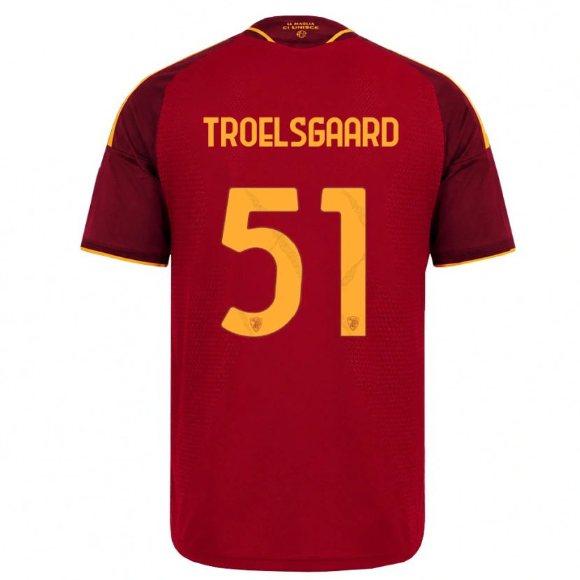 Danxen Män Sanne Troelsgaard #51 Röd Gyllene Gul Hemmatröja Matchtröjor 2026/27 Tröjor T-Tröja