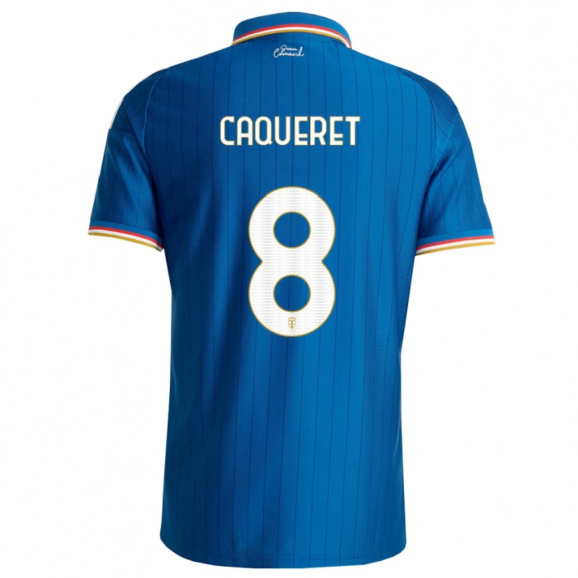 Danxen Män Maxence Caqueret #8 Blå Vit Röd Hemmatröja Matchtröjor 2026/27 Tröjor T-Tröja